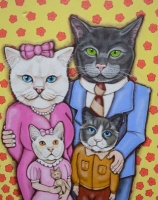 Famille chat - 40*50 cm-2013 - acrylique sur toile