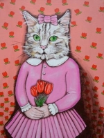 Chat rose - 24*30 cm-2013 - acrylique sur toile